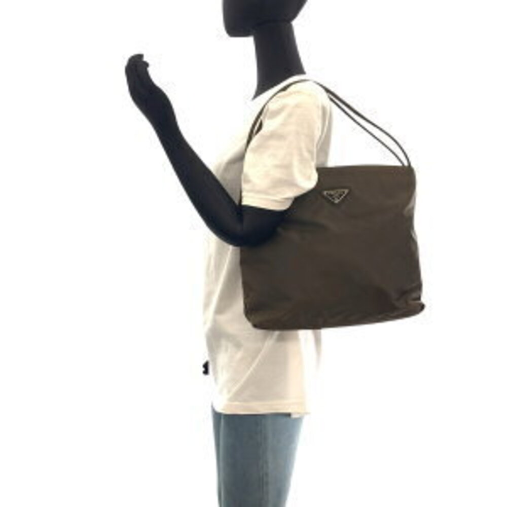Prada Nylon Plate Logo Tessuto Brown Bag Shoulder Triangle - Picture 6 of 10